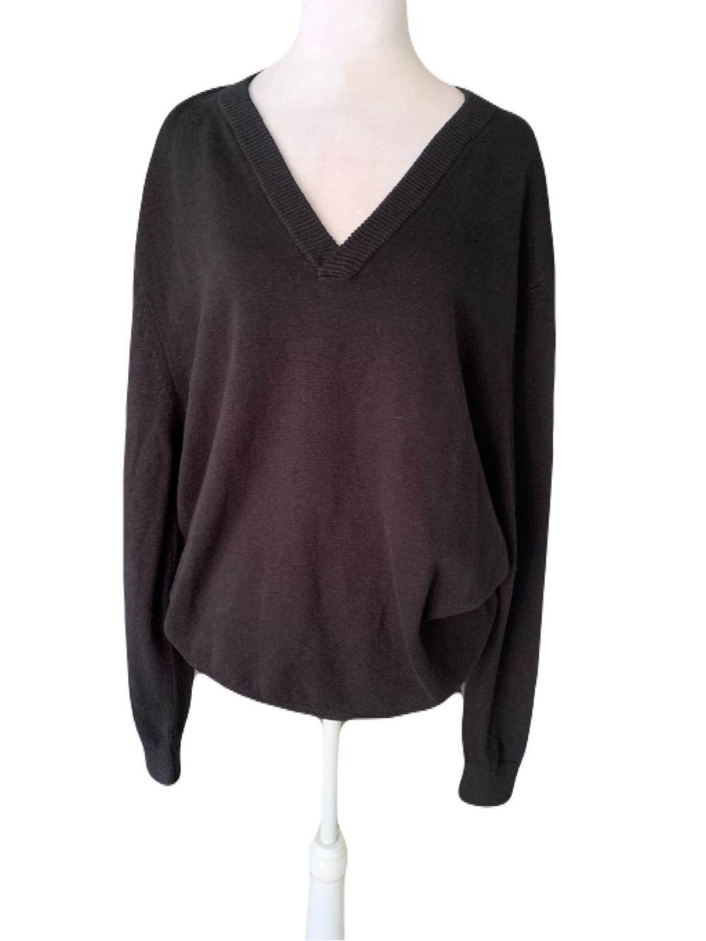 Billy Reid Men’s XXL Black V-Neck Cotton Linen Blend Casual Minimalist Sweater